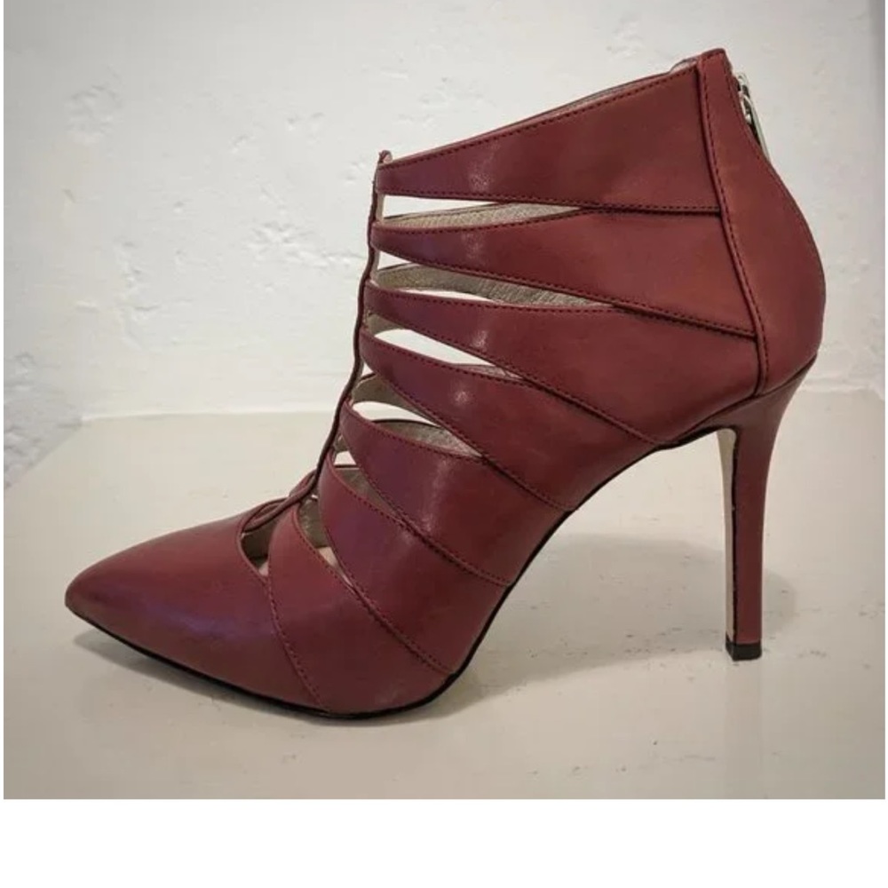 Michael Kors Burgundy Leather Booties, Size 10 - Picture 16 of 16